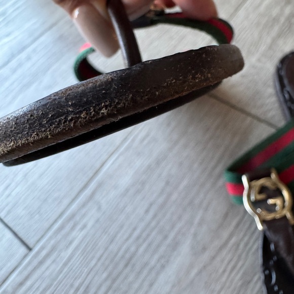 Gucci Dark Brown Sandals with Signature Green and Red Straps Authentic. - Picture 7 of 16